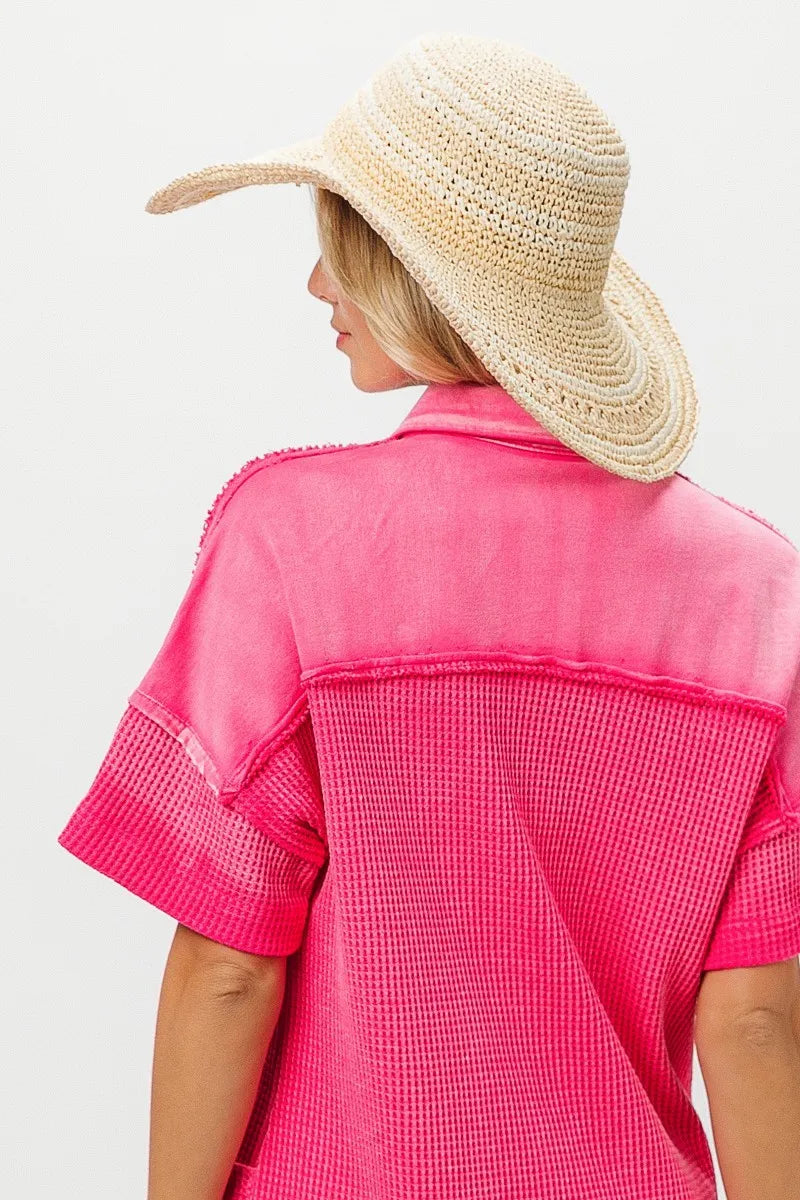 Dip Dye Mineral Washed Knit Dress - Fuchsia - product view 5