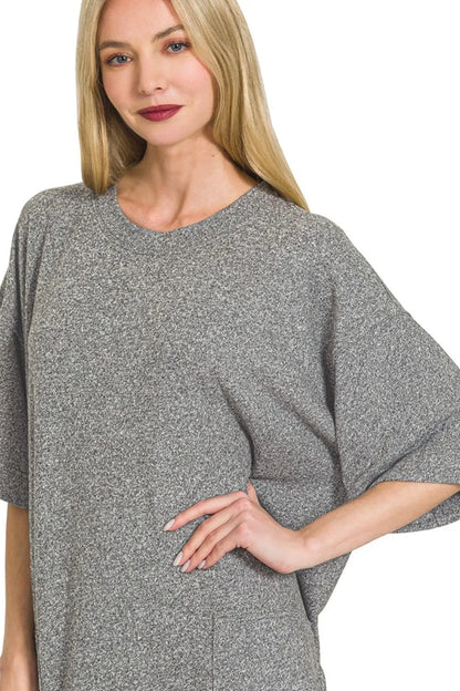 Soft Melange Hacci T-shirts Dress in Black - product view 3