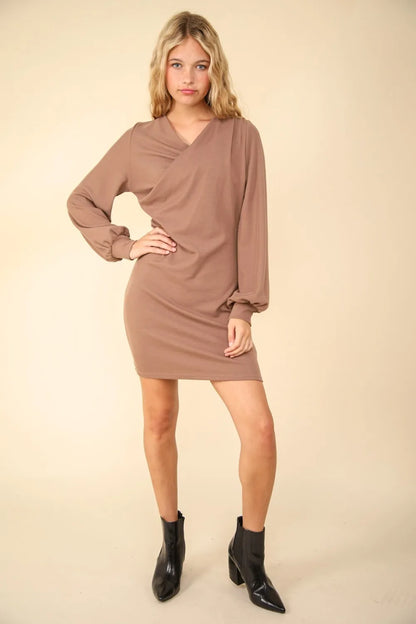 Ruched Detail Bodycon Mini Dress - Mocha - product view 5