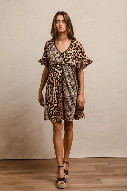 Leopard Prints Mix and Match Short Sleeves Dress in Leopard Mix - product view 16