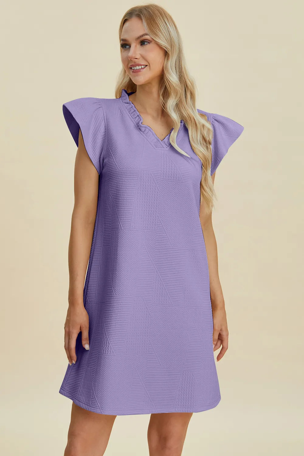 Full Size Ruffled V-Neck Cap Sleeve Dress in Dark Green, Black and more - product view 18