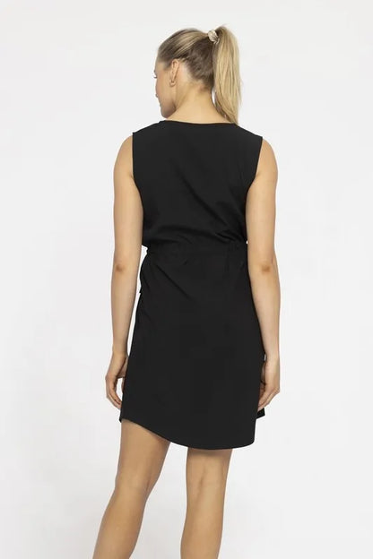 Versatile Drawstring Waist Tank Dress in Black - product view 4