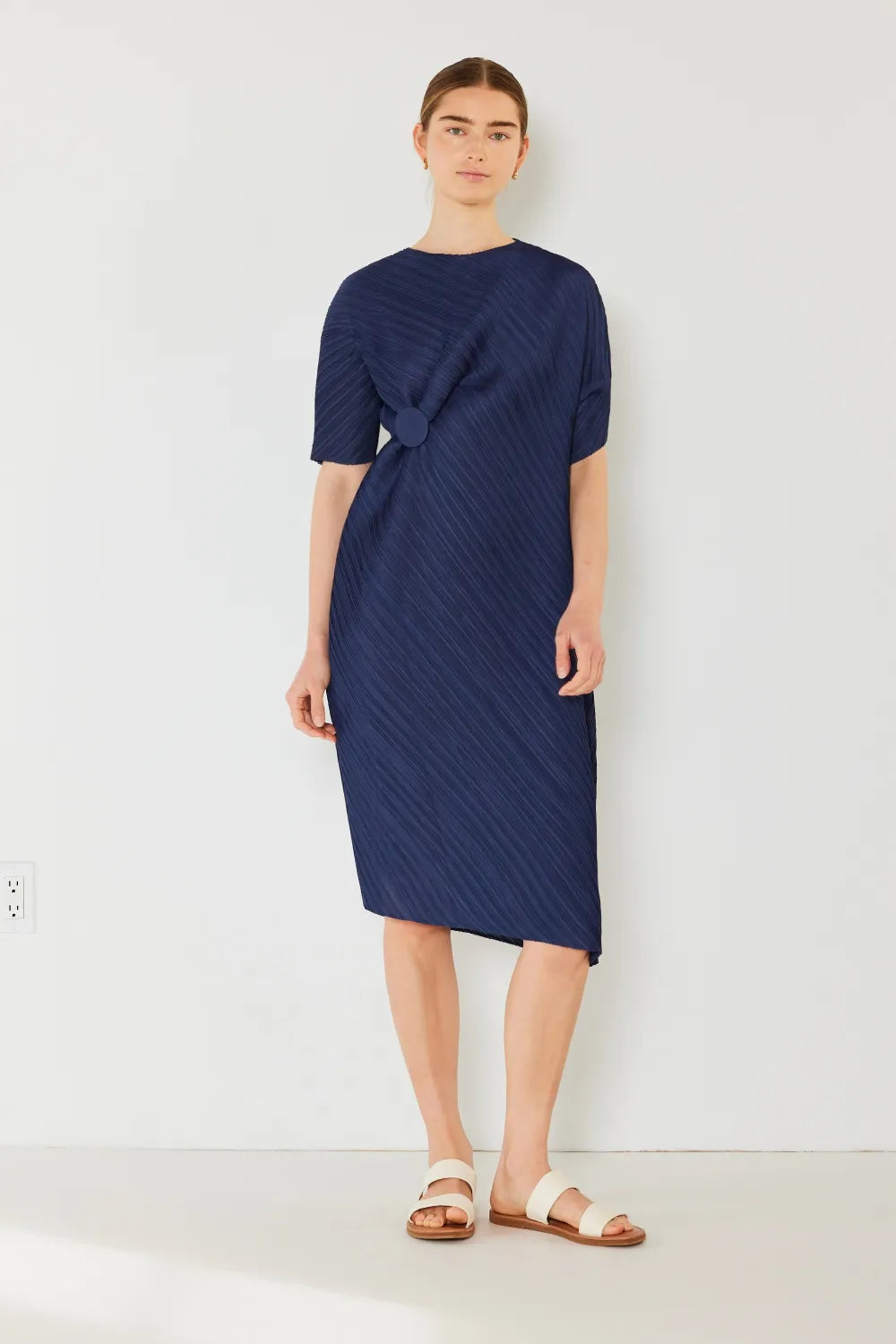 Pleated Dolman Sleeve Dress in Brown Khaki, Deep Orange and more - product view 20