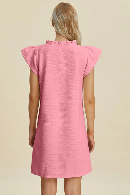 Full Size Ruffled V-Neck Cap Sleeve Dress in Dark Green, Black and more - product view 23