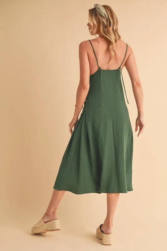 Side Button Midi Cami Dress - Emerald - product view 7