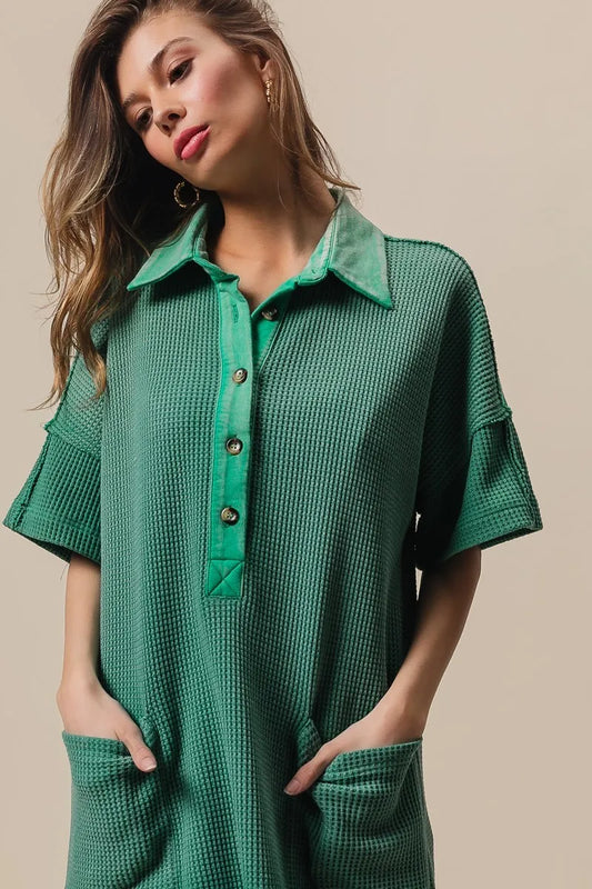 Dip Dye Mineral Washed Knit Dress - Jade - product view 2