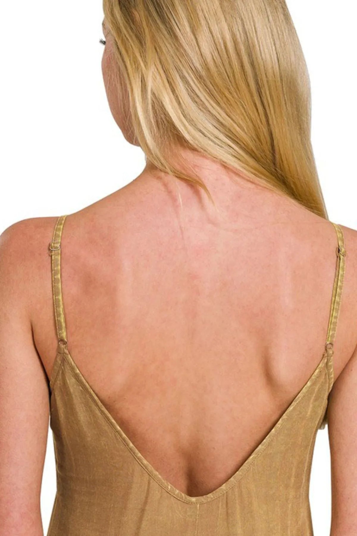 Mineral Washed Rayon Challis Cami Dress - Deep Camel - product view 4