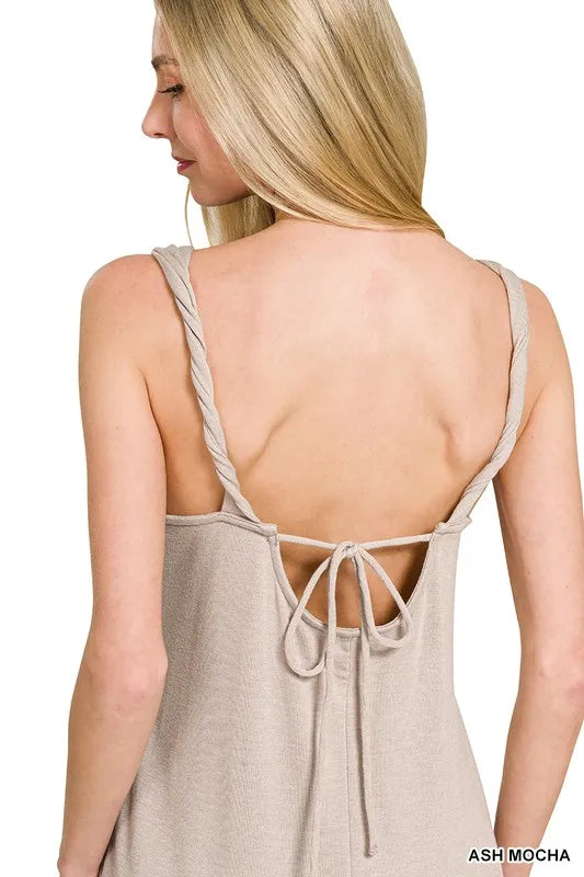 French Terry Twisted Strap Midi Dress - Ash Mocha - product view 4