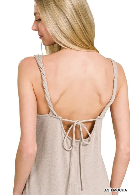 French Terry Twisted Strap Midi Dress - Ash Mocha - product view 4