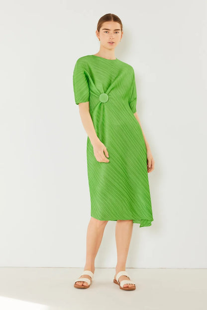 Pleated Dolman Sleeve Dress in Brown Khaki, Deep Orange and more - product view 23