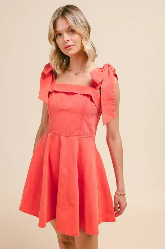 Fit and Flare Washed Gameday Dress - Orange - product view 1