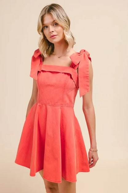 Fit and Flare Washed Gameday Dress - Orange - product view 1