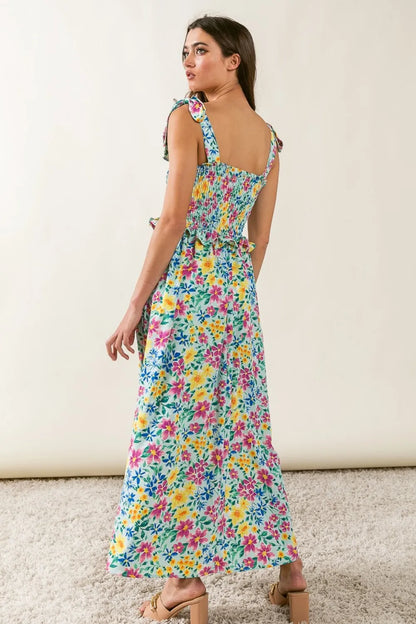 Floral Ruffle Trim Smocked Cami Dress in Mint - product view 2