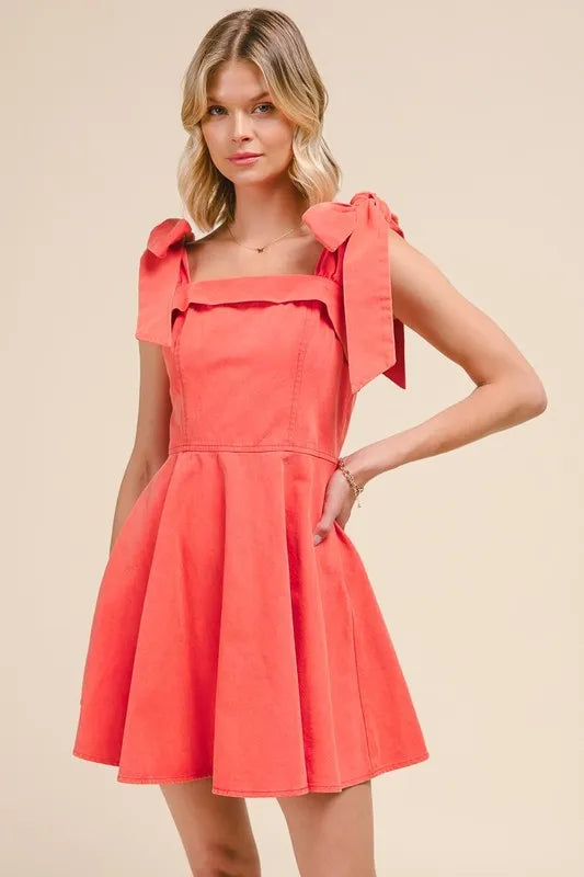 Fit and Flare Washed Gameday Dress - Orange - product view 4
