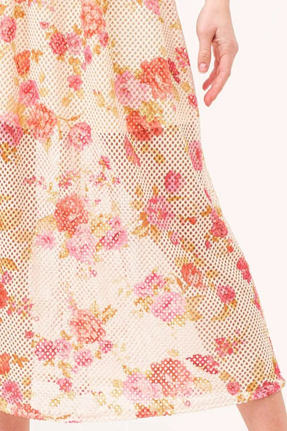 Fish-Net Floral Printed Midi Dress in Multi - product view 8