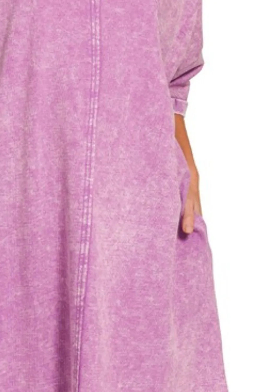 Acid-washed French Terry Tee Shirts Dress - B Violet - product view 3
