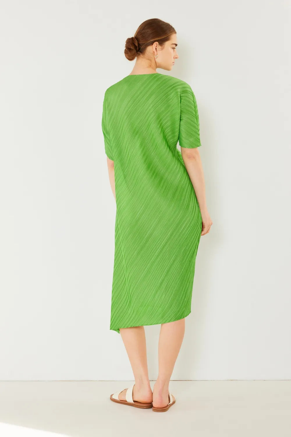 Pleated Dolman Sleeve Dress in Brown Khaki, Deep Orange and more - product view 13