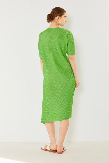 Pleated Dolman Sleeve Dress in Brown Khaki, Deep Orange and more - product view 13