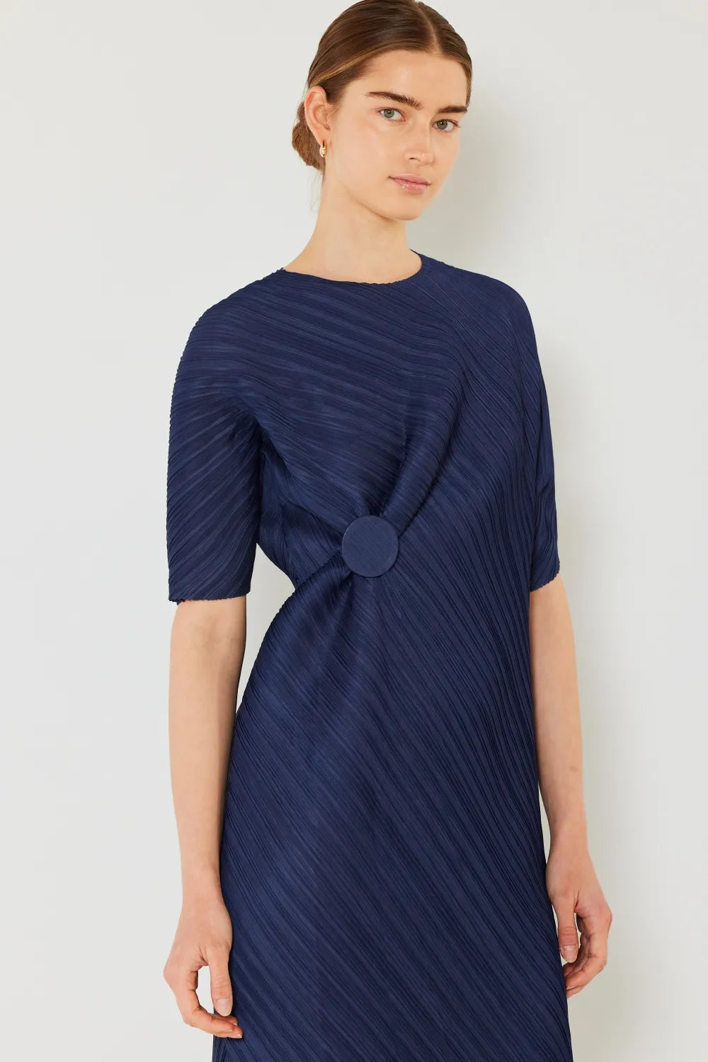 Pleated Dolman Sleeve Dress in Brown Khaki, Deep Orange and more - product view 19