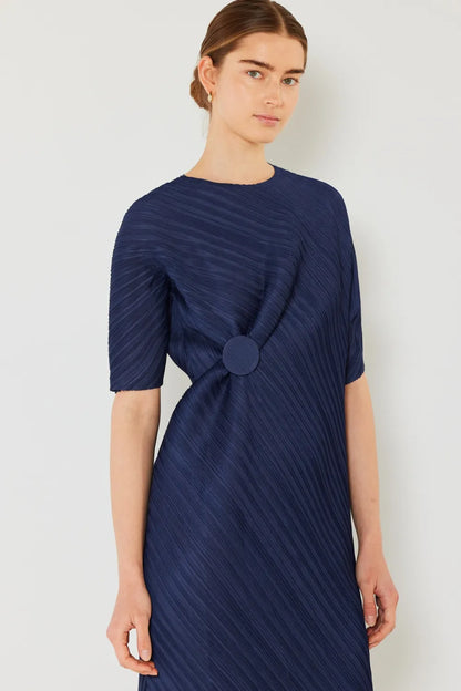 Pleated Dolman Sleeve Dress in Brown Khaki, Deep Orange and more - product view 19