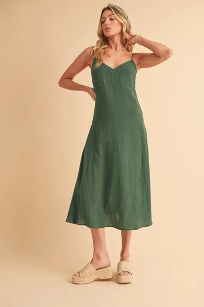 Side Button Midi Cami Dress - Emerald - product view 1