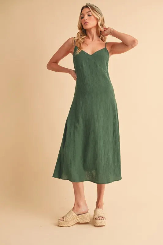 Side Button Midi Cami Dress - Emerald - product view 1