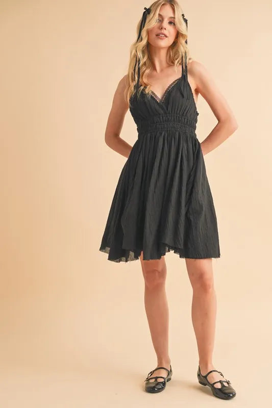 Lace Detail Mini Cami Dress - Black - product view 11