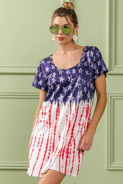 American Flag Theme Tee Dress in Navy/Red - product view 3