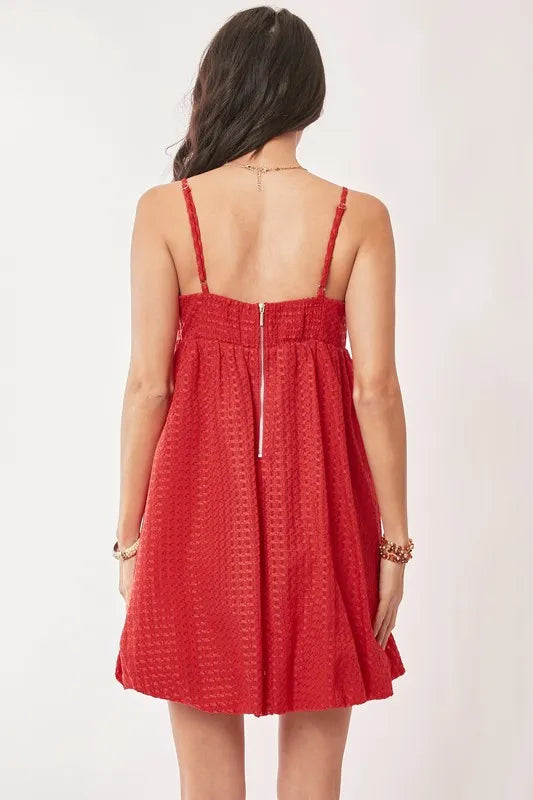 Textured Sweetheart Neckline Bubble Hem Dress - product view 3