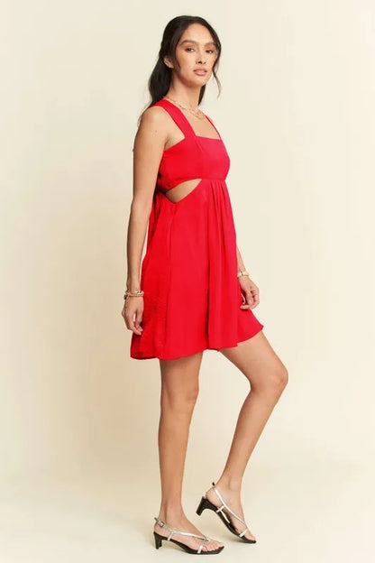 Washed Satin Cutout Skirt Bandeau Mini Dress - Orange - product view 5