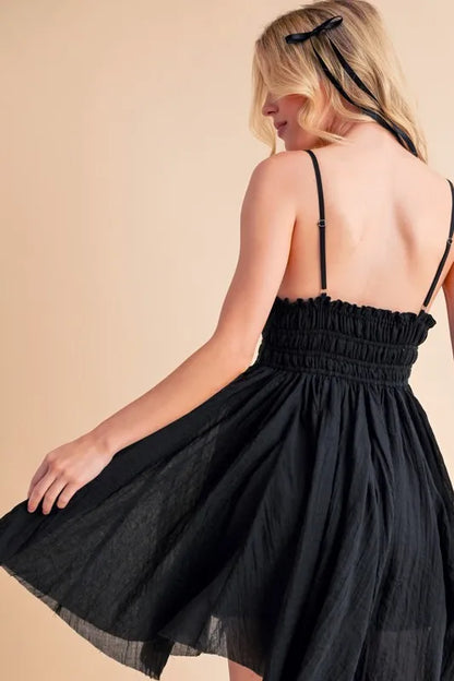 Lace Detail Mini Cami Dress - Black - product view 8