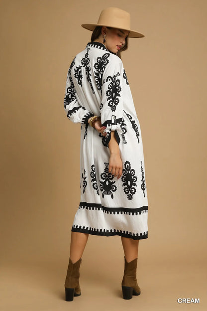 Abstract Print Midi Dress in Cream - product view 3