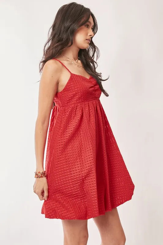 Textured Sweetheart Neckline Bubble Hem Dress - product view 2