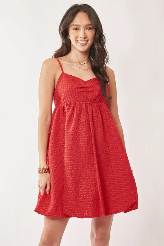 Textured Sweetheart Neckline Bubble Hem Dress - product view 7