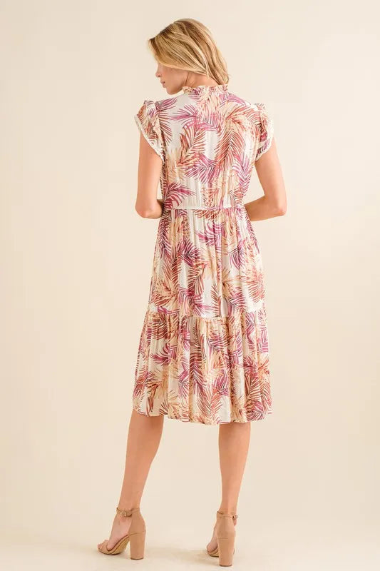 Boho Printed Tiered Dress in Cream - product view 5