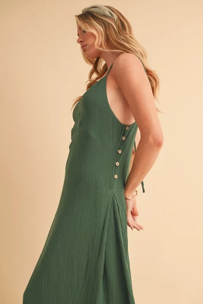 Side Button Midi Cami Dress - Emerald - product view 8