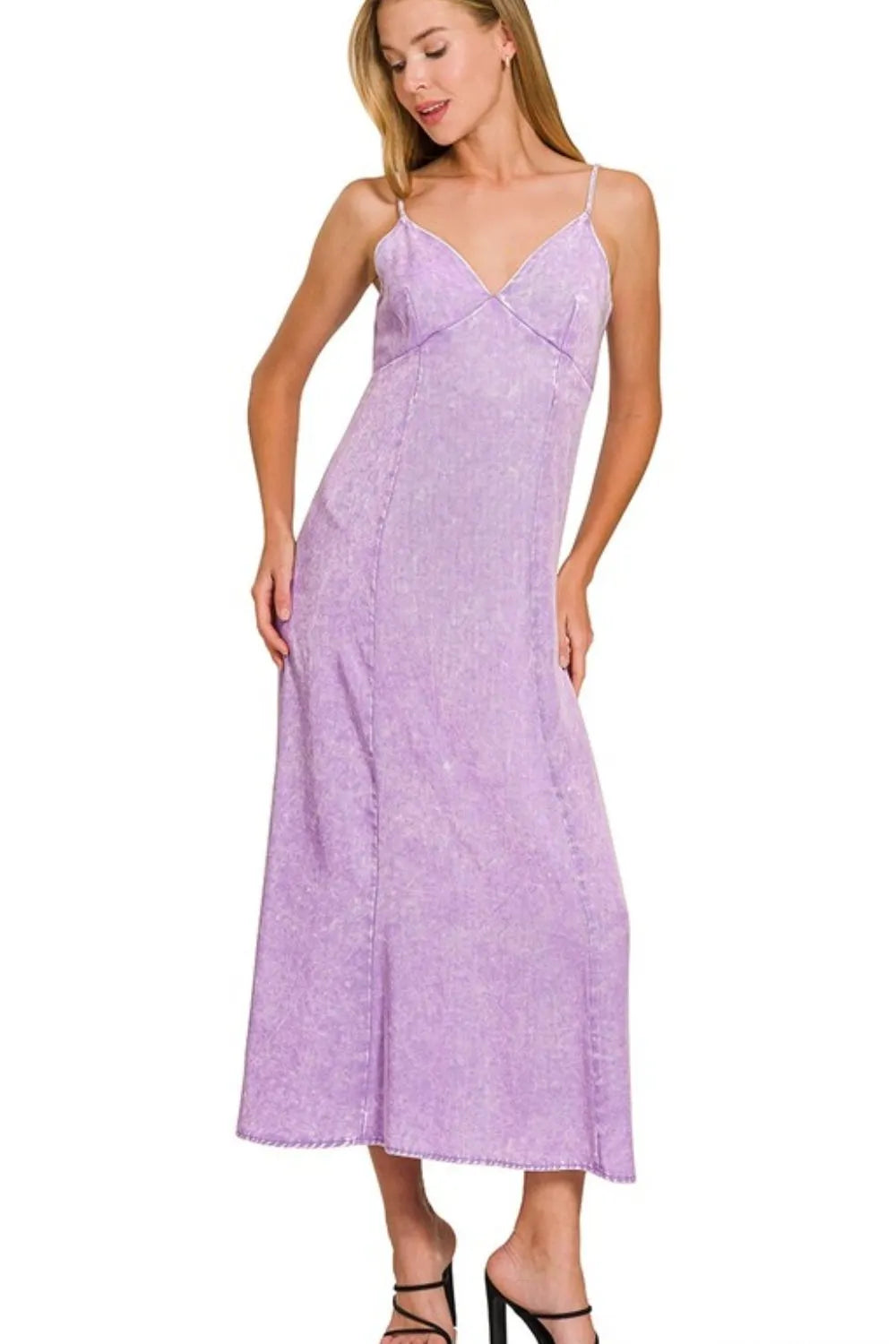 Tencel Mineral Washed Maxi Dress - B Lavender - product view 1