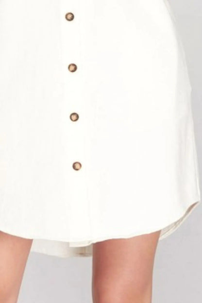 Full Size Folded Cuff Button Down Washed Twill Shirt Dress Plus Size - Ivory - product view 3