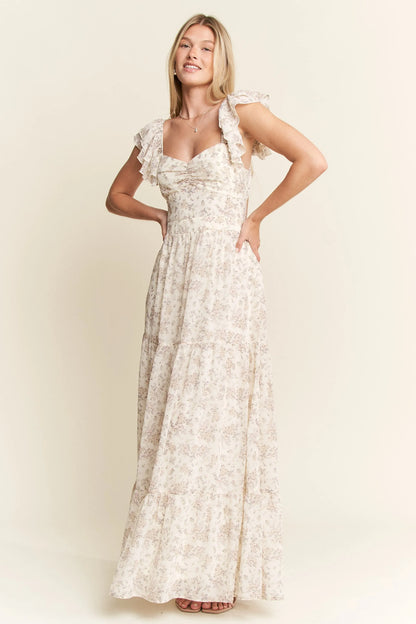 Full Size Ruffle Sleeve Tiered Maxi Dress Plus Size in Ivory - product view 11