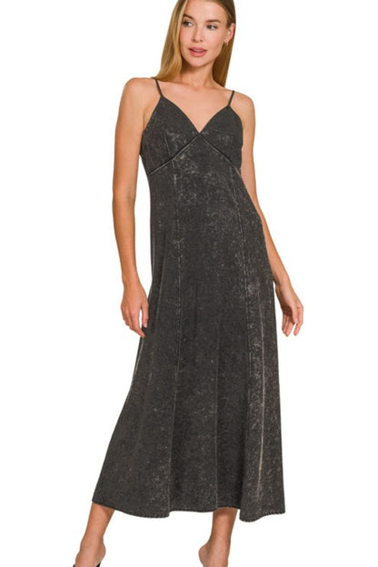 Tencel Mineral Washed Maxi Dress - Ash Black - product view 5