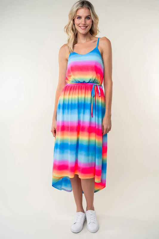 Full Size Ombre Striped Midi Cami Dress in Multi - product view 1