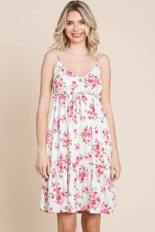 Full Size Floral Frill Cami Dress - Ivory - product view 1