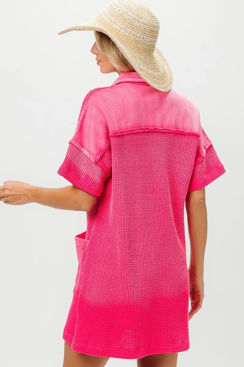Dip Dye Mineral Washed Knit Dress - Fuchsia - product view 4