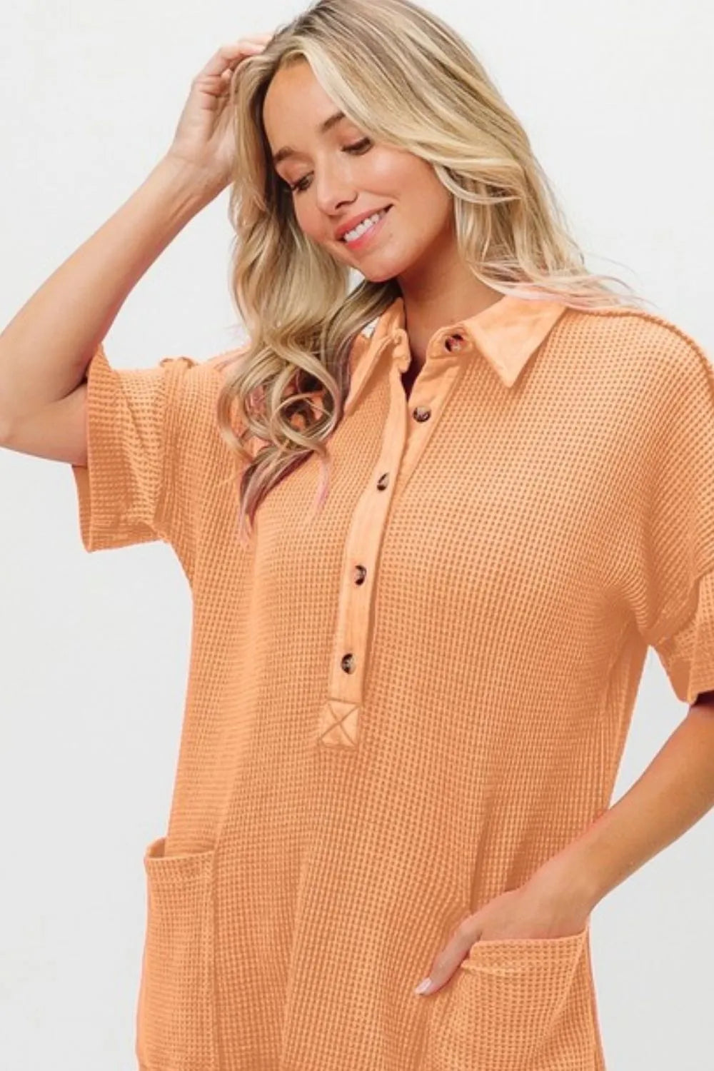 Dip Dye Mineral Washed Knit Dress - Apricot - product view 2