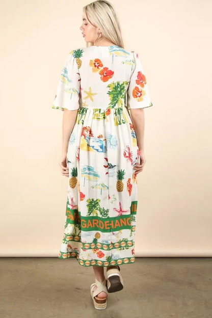Button Down Printed Midi Dress - Ivory Mix - product view 7