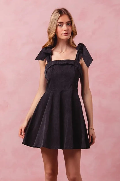 Fit and Flare Washed Gameday Dress - Black - product view 4