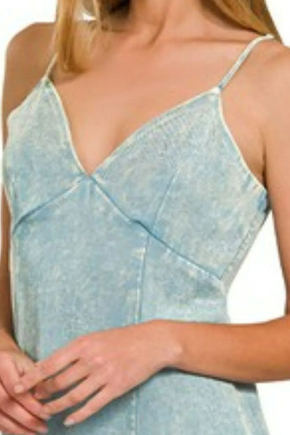 Tencel Mineral Washed Maxi Dress - Blue Grey - product view 3
