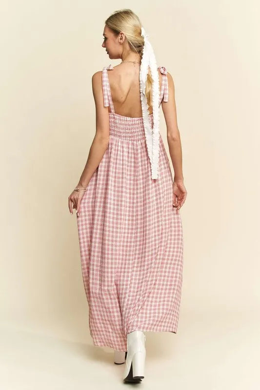Smocked Sleeveless Maxi Cami Dress in Pink - product view 7