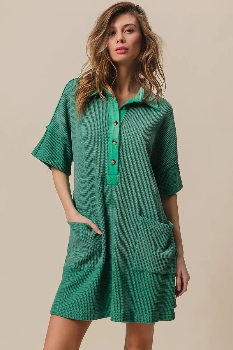 Dip Dye Mineral Washed Knit Dress - Jade - product view 4