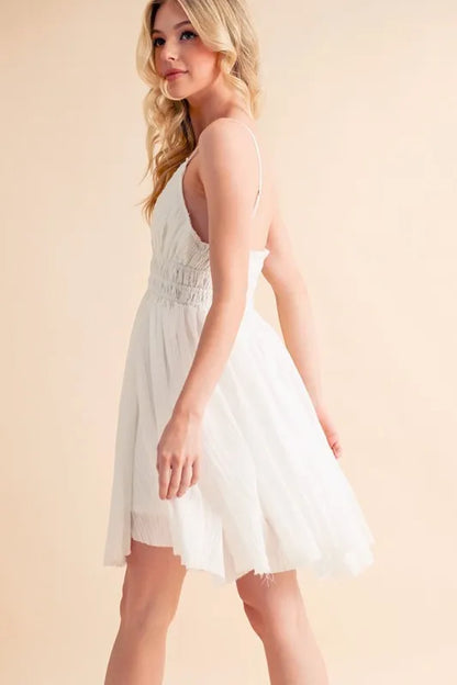 Lace Detail Mini Cami Dress - White - product view 10